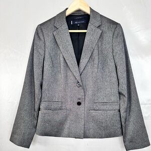 AK‎ Anne Klein Stretch Gray Blazer Size 10 | Classic Career Jacket